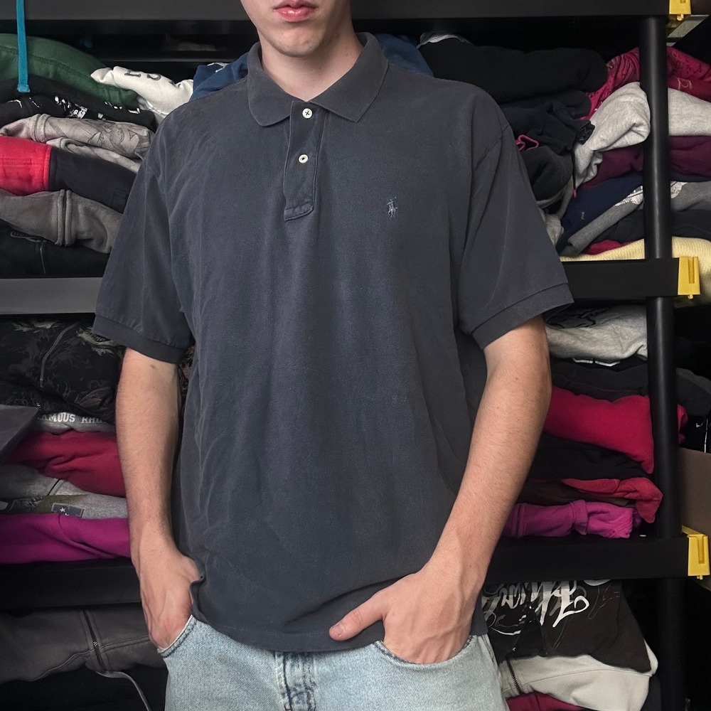 Vintage Polo Ralph Lauren Navy Blue Short Sleeve Polo Shirt XL Y2K Boxy Fit